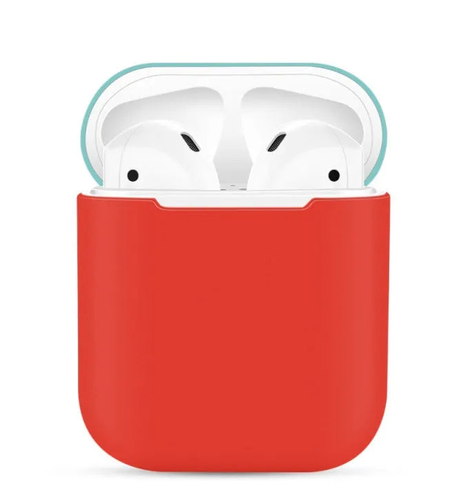 Silicone protective case cover for Apple AirPods charging box in multiple colour options.