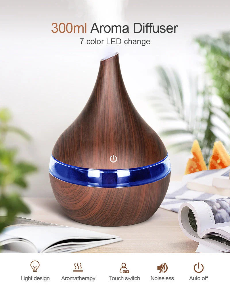 LED Essential Oil Diffuser with ultrasonic technology for calm and moisture
