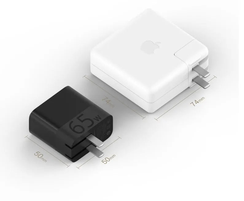 Black ZMI 65W USB-C laptop power adapter with compact design