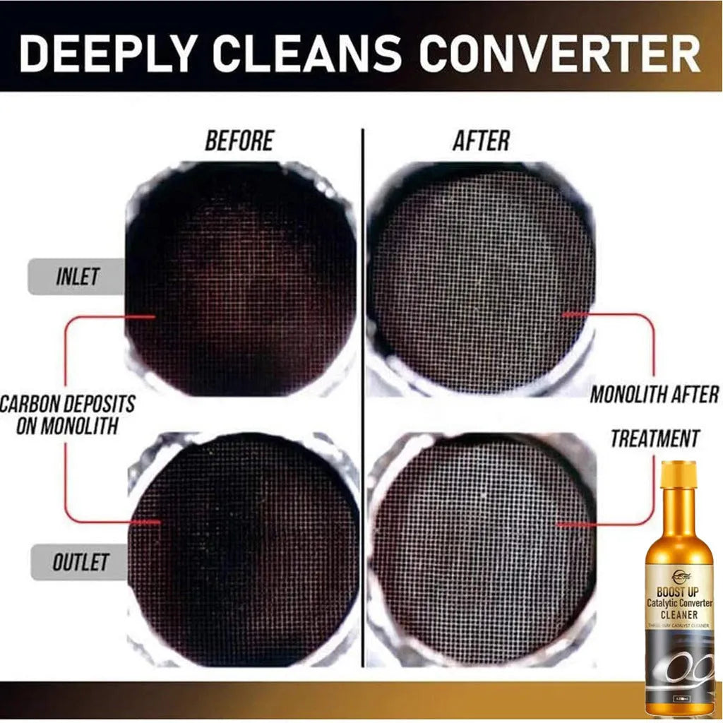 120ml catalytic converter cleaning agent in a bottle, 15cm height, 4cm diameter