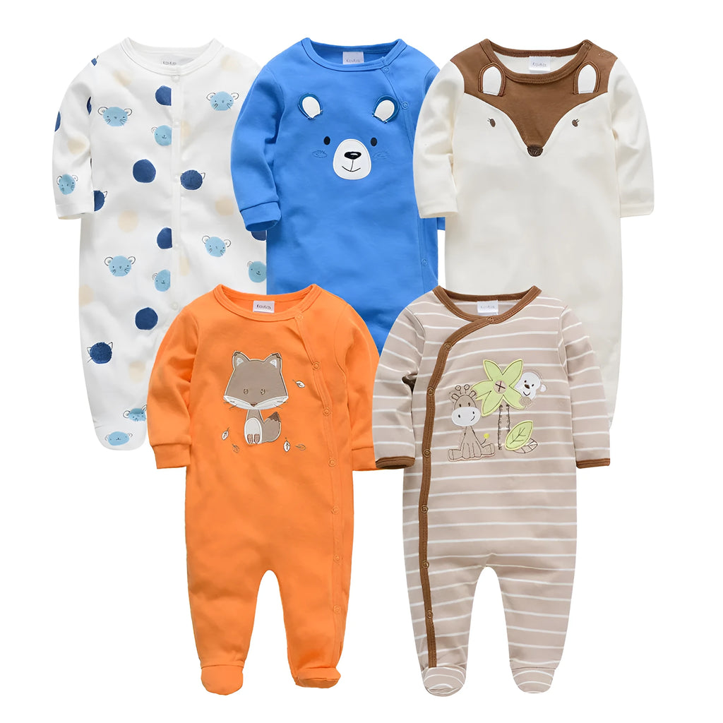 Cotton baby jumpsuit long climb style for newborns to 12 months, available in combination colours