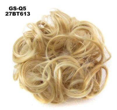 Synthetic wavy curly messy hair bun for women, 12cm diameter, high-temperature wire