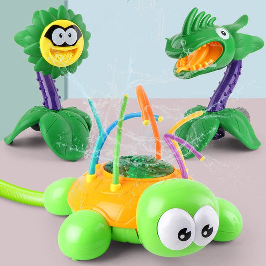 Cartoon sprinkler toy for babies with rotating water spray feature