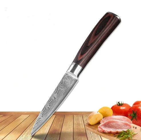 Premium stainless steel kitchen knife set with razor-sharp blades and ergonomic handles for precise cutting and slicing