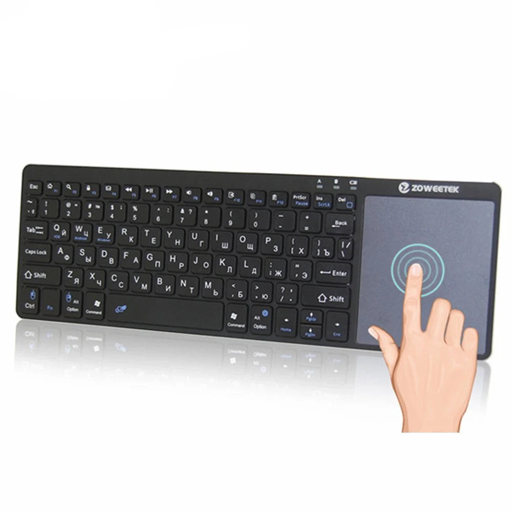 Zoweetek K12BT-1 Mini Wireless Bluetooth Keyboard with multi-touch touchpad for Smart TVs, PCs, and Android devices