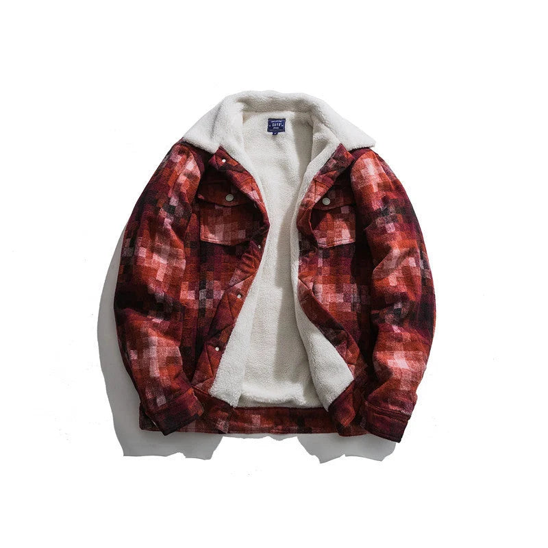 Mosaic wool lamb polyester fibre top in black and red, sizes M to XXL