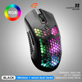 Free Wolf X2 wireless gaming mouse in selected colour with RGB lighting on a desk.
