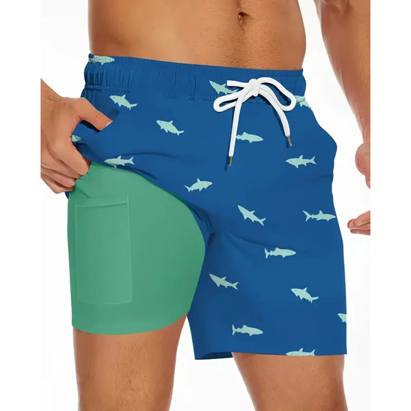 Men's loose fit casual sport pants shorts in polyester fabric for summer beach wear