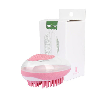 2-in-1 Pet Grooming Brush with Soft Silicone Bristles for Bathing and Massage