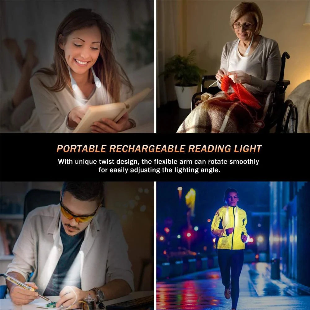 Versatile Hands-free Reading Light with Adjustable Brightness - Portable, Flexible, and Dimmable USB-powered Neck Light for Reading, Hiking, and More