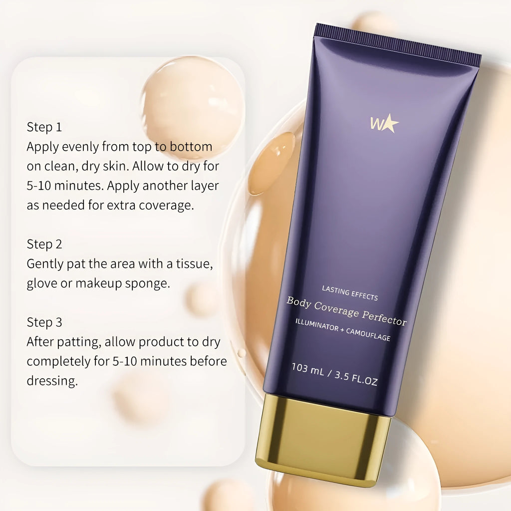 Waterproof body tattoo concealer cream with application brush in seven radiance shade options
