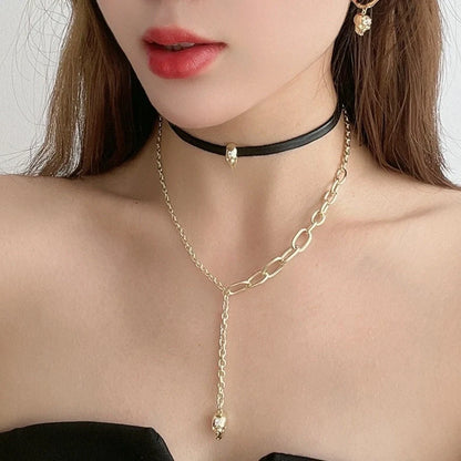 Punk Punk Skull Pendant Earrings with inlaid zircon in tassel, hoop, and retro door lock styles