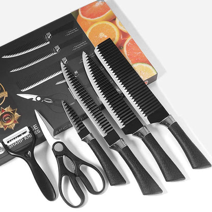 Stainless steel kitchen knife set with handcrafted packaging options