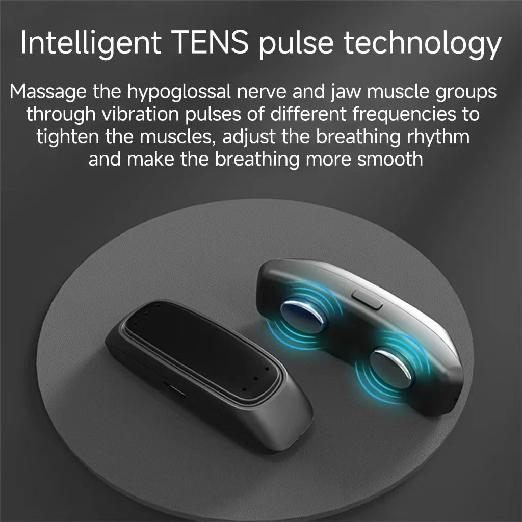 Smart Anti-Snoring Device with EMS Pulse Technology in black