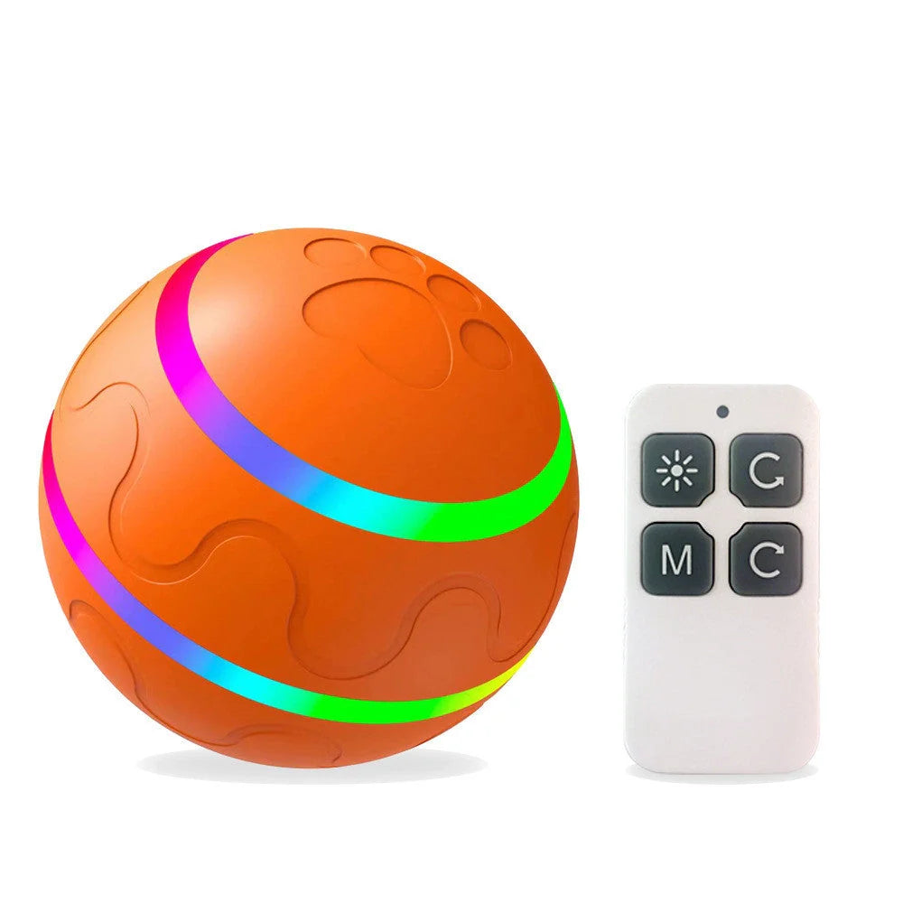 Intelligent Wicked Ball Toy for Cats with automatic rotation and USB charging in orange, yellow, and pink