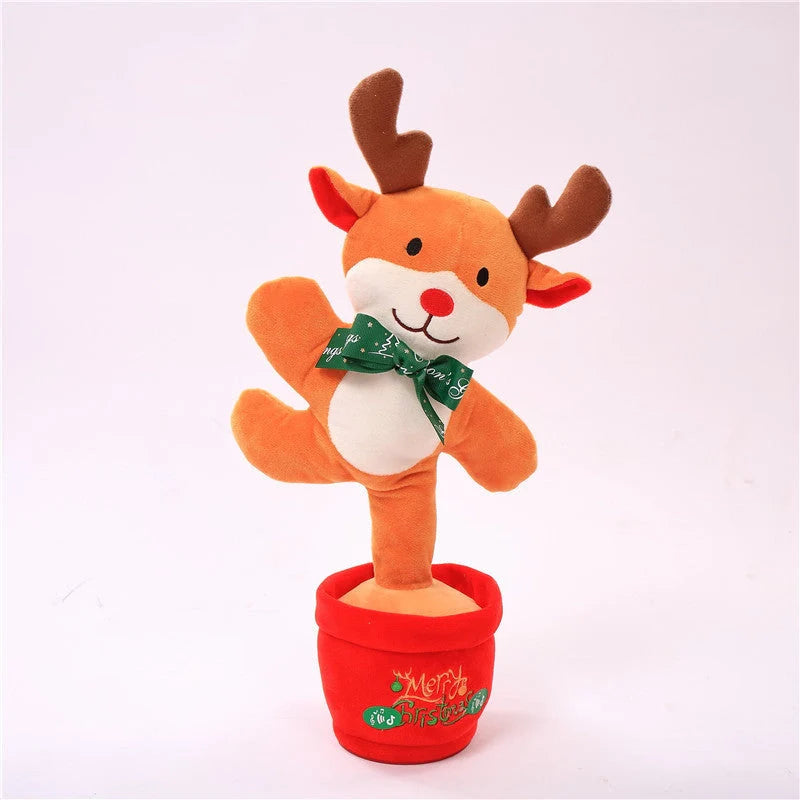 Interactive Christmas plush toy with singing and recording features