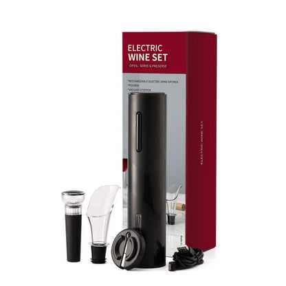 Rechargeable electric wine opener with LED light and tin foil cutter