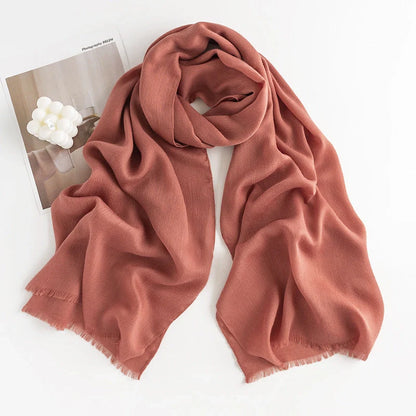 Herringbone pattern artificial cashmere scarf in various colours with tassel fringe