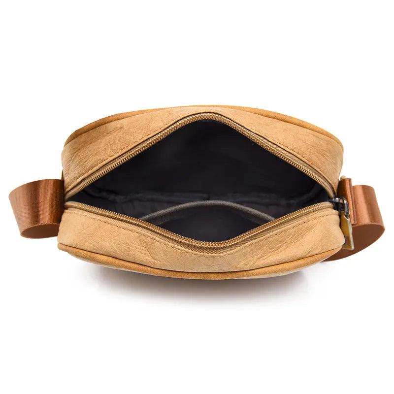 Men's waterproof paper crossbody bag in retro style with polyester lining