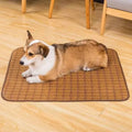 Brown rattan weave dog cooling mat shown in a large size.