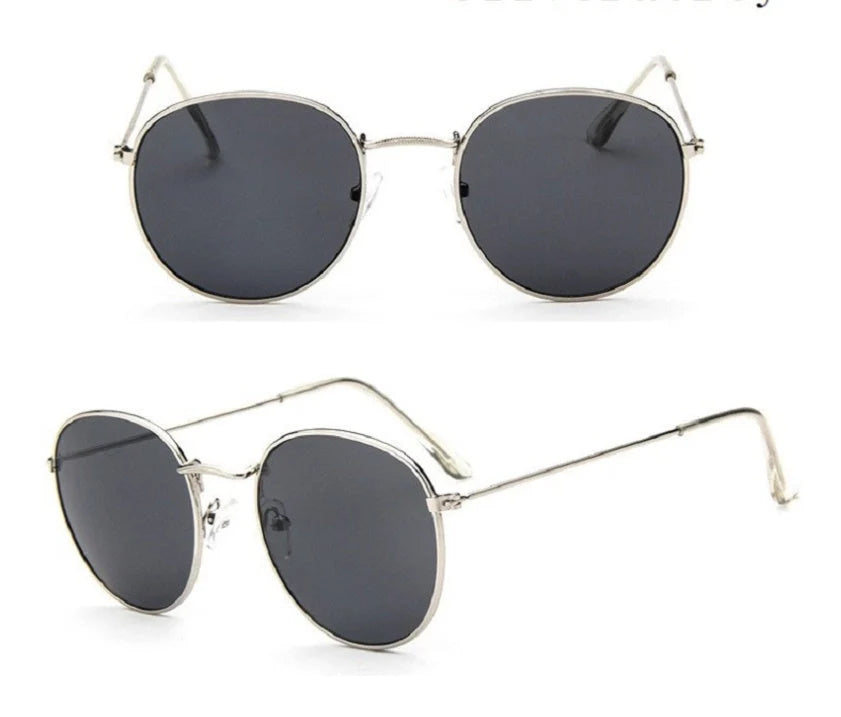 Women's retro sunglasses with metal frame and round design in various colours