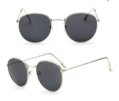 Women's retro sunglasses with metal frame and round design in various colours