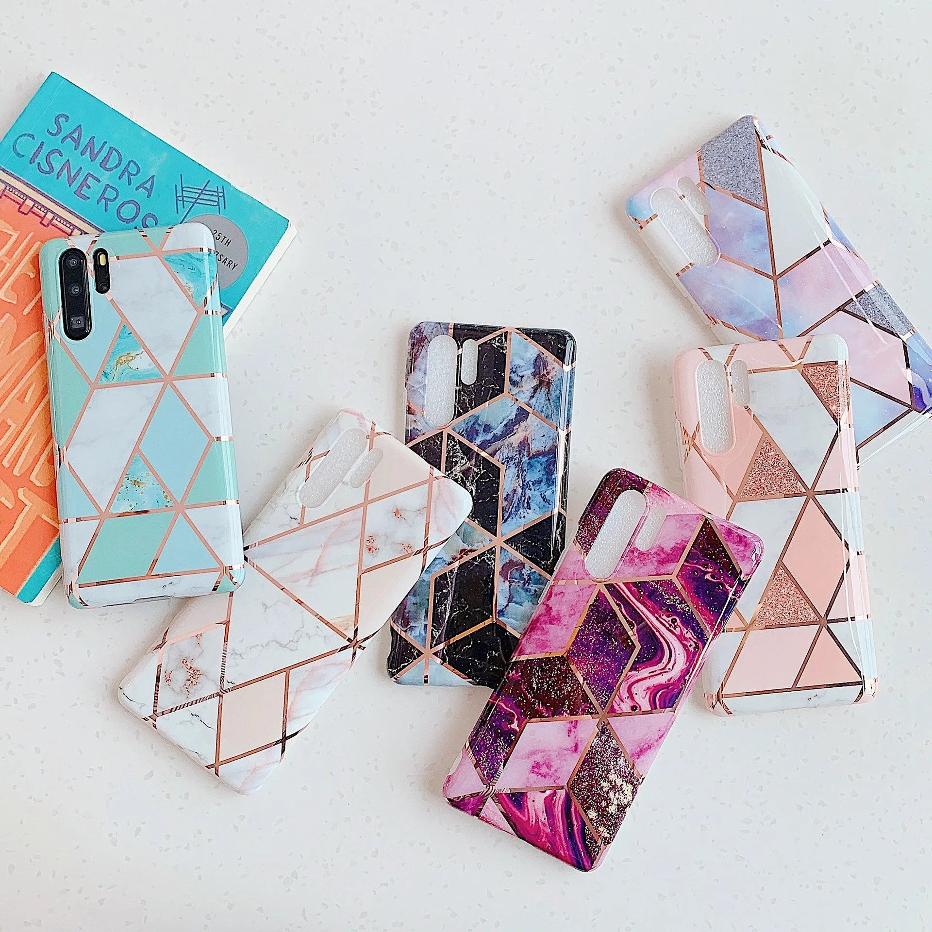 Electroplated marble mobile phone case in TPU back cover style for Huawei and Samsung smartphones