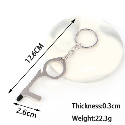 Alloy protective door opener keychain in various colours, 7.9cm in size