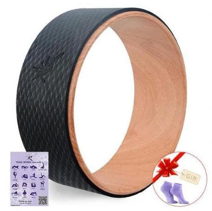 Green yoga wheel with 33cm diameter and 20mm thickness for spinal flexibility exercises