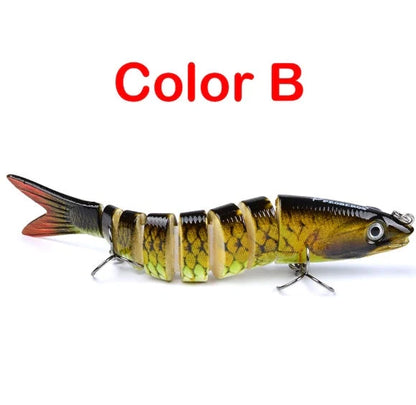 Multi-jointed pike fishing lure with steel ball weight system for enhanced throwing distance