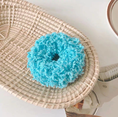 Korean style luminous hair circle plush head rope lady cloth hair tie in various colours