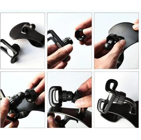 Black magnetic car phone holder with 360-degree rotation mounted on car vent