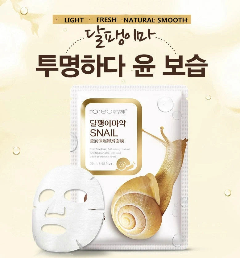 Aloe vera sheet mask on face showing 30g serum content and pre-cut eye and mouth openings