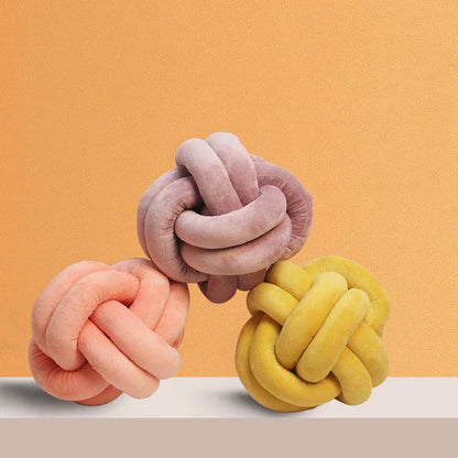 Knotted Plush Ball Design Round Throw Pillow in assorted colours and sizes