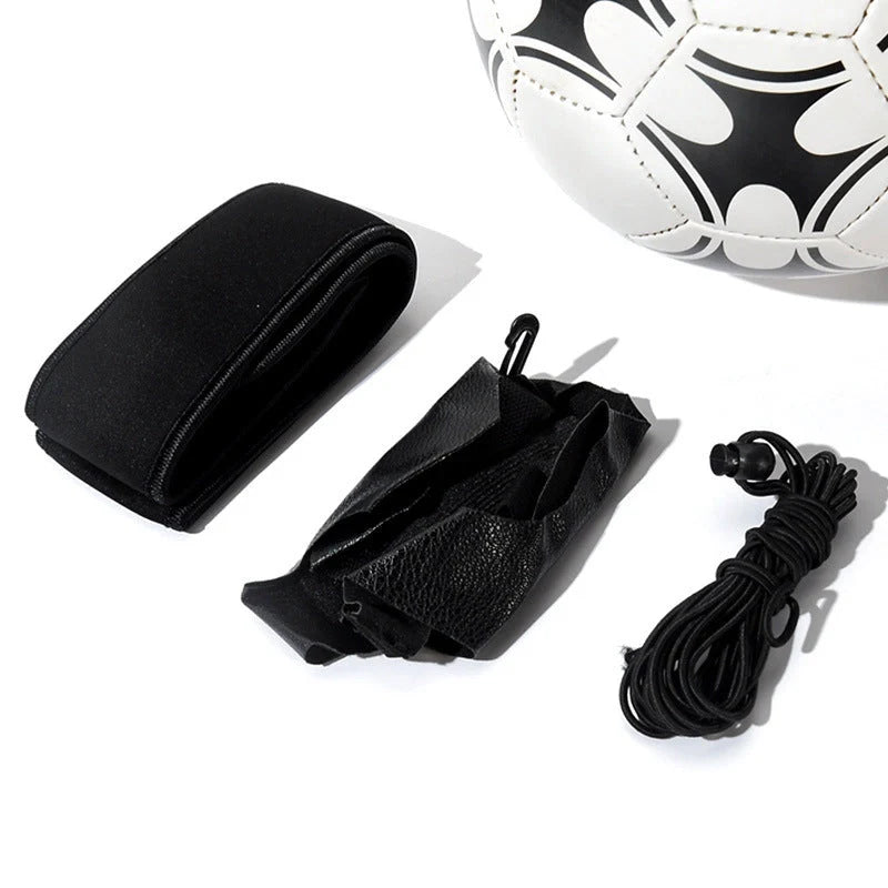 Adjustable soccer trainer with elastic strap for skill development