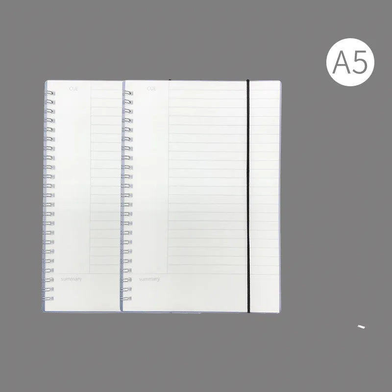 A4 hard surface accounting notebook with PP cover showing grid, line, and lattice ruling options
