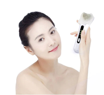 Electric Ultrasonic Facial Beauty Device in white, compact design for skincare