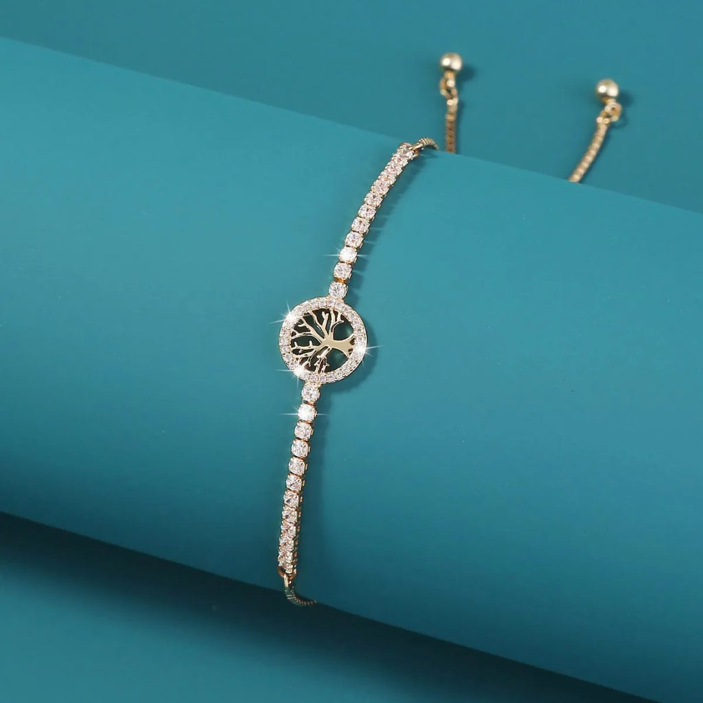 Lucky Tree Element Zircon Bracelet for women in electroplated metal with decorative elements
