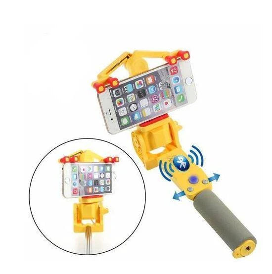 Panoramic PTZ 360-degree Rotating Bluetooth Electric Selfie Stick in black and pink