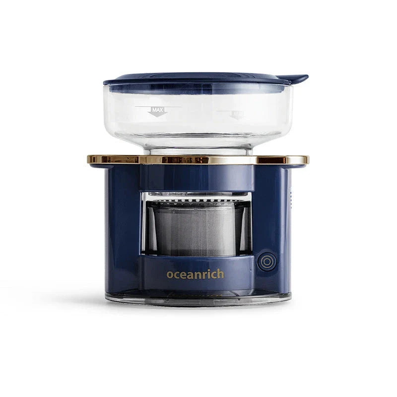 Compact automatic rotary coffee machine with stainless steel strainer for even extraction