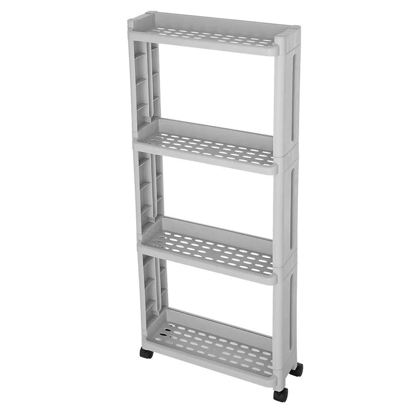 Multi-layer kitchen storage shelf with wheels in white and grey options