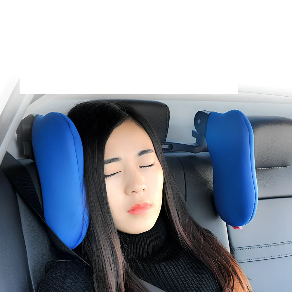 Yellow car seat pillow, 50x20x6cm dimensions, cotton-sponge-ABS for neck support in vehicles