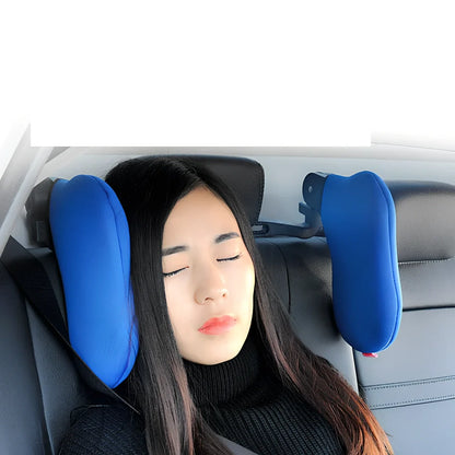 Yellow car seat pillow, 50x20x6cm dimensions, cotton-sponge-ABS for neck support in vehicles