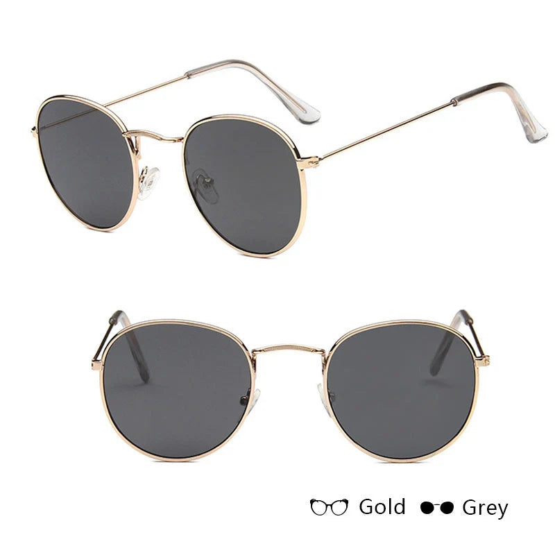 Women's retro sunglasses with metal frame and round design in various colours