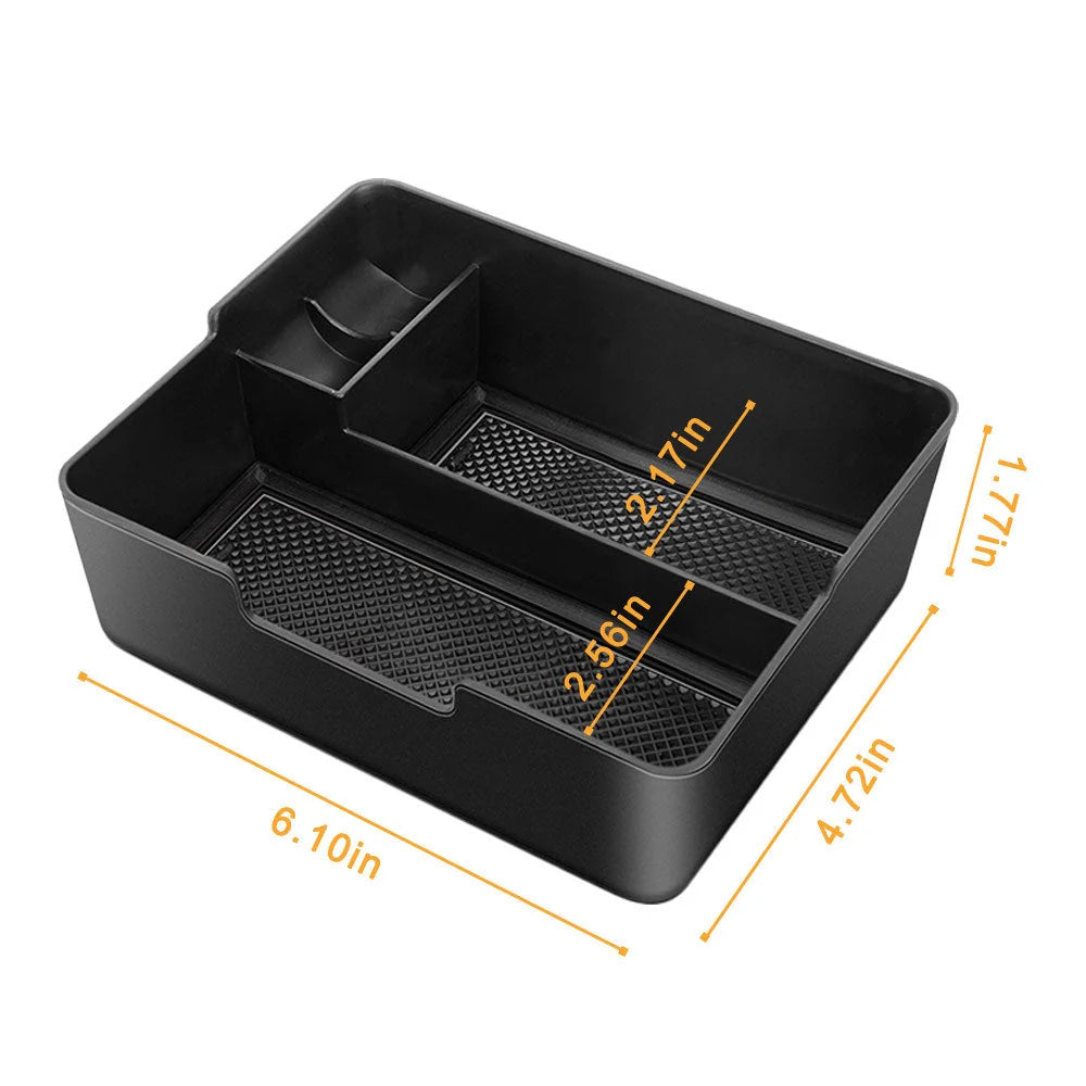 Black ABS car seat central storage box for organising small items