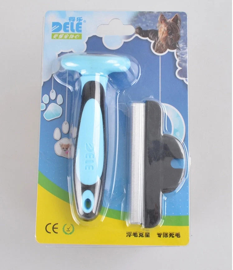 Blue and Pink Pet Hair Removal Comb for long straight hair, sizes S, M, L