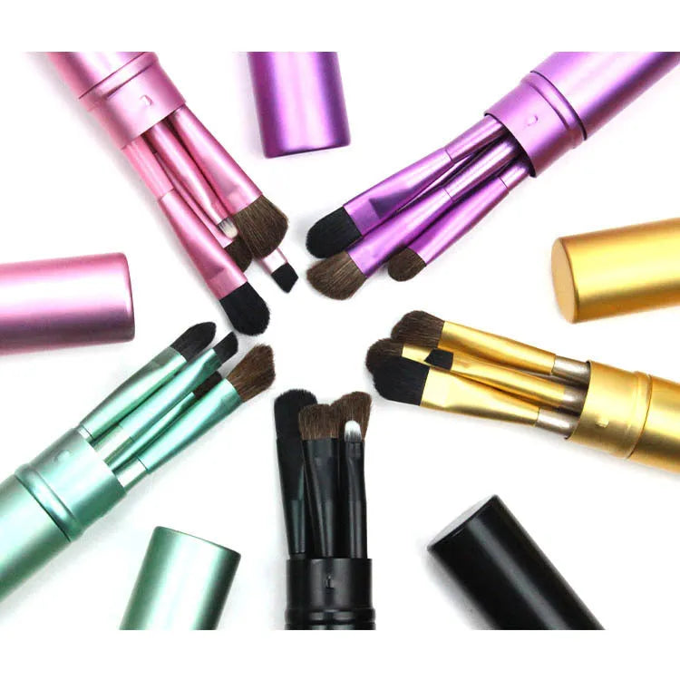 Soft synthetic fibre makeup brush in multiple colours for powder blush foundation application