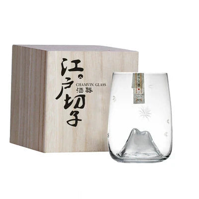 Handcrafted Cherry Blossoms Glass Cup in lead-free crystal for whisky lovers