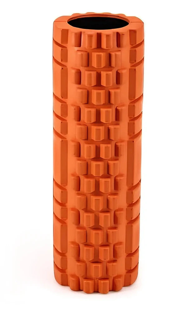 Blue EVA yoga foam roller 30cm long with massage points for muscle recovery