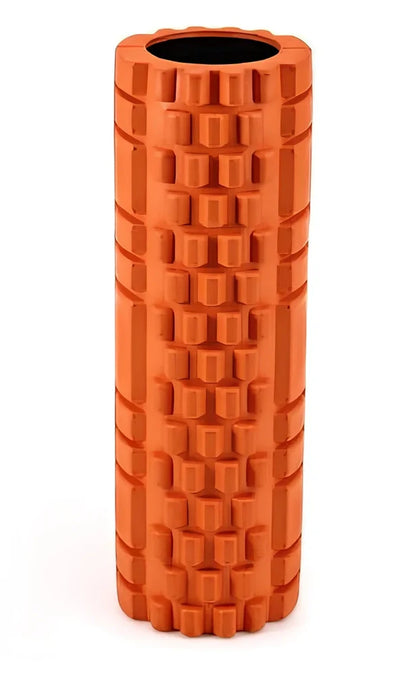 Blue EVA yoga foam roller 30cm long with massage points for muscle recovery